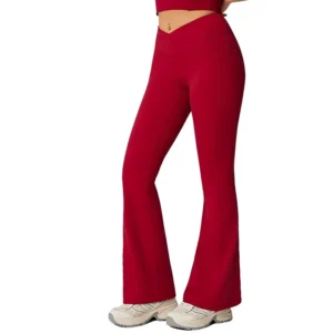 Women’s High-Waisted Solid Yoga Pants Breathable Wrinkle-Resistant Full-Length Outdoor Pilates Pants