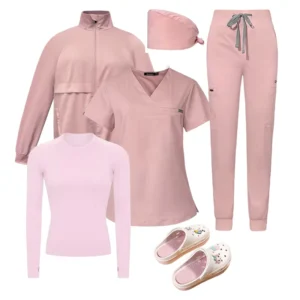 Women’s Hospital Nurse Scrub Set with Tops and Pants