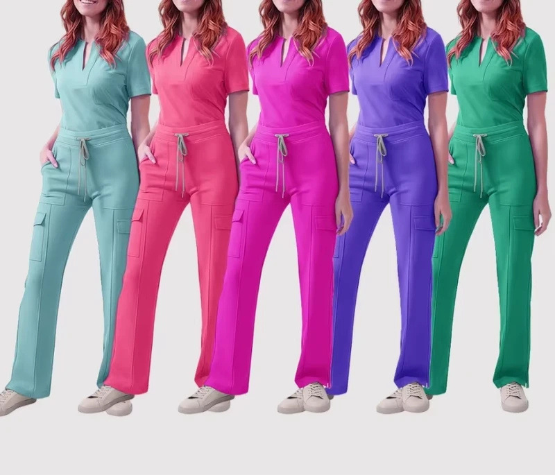 Women's Hospital Nurse Scrub Suit Woven Fabric High Quality Comfortable Scrubs Set for Medical Use