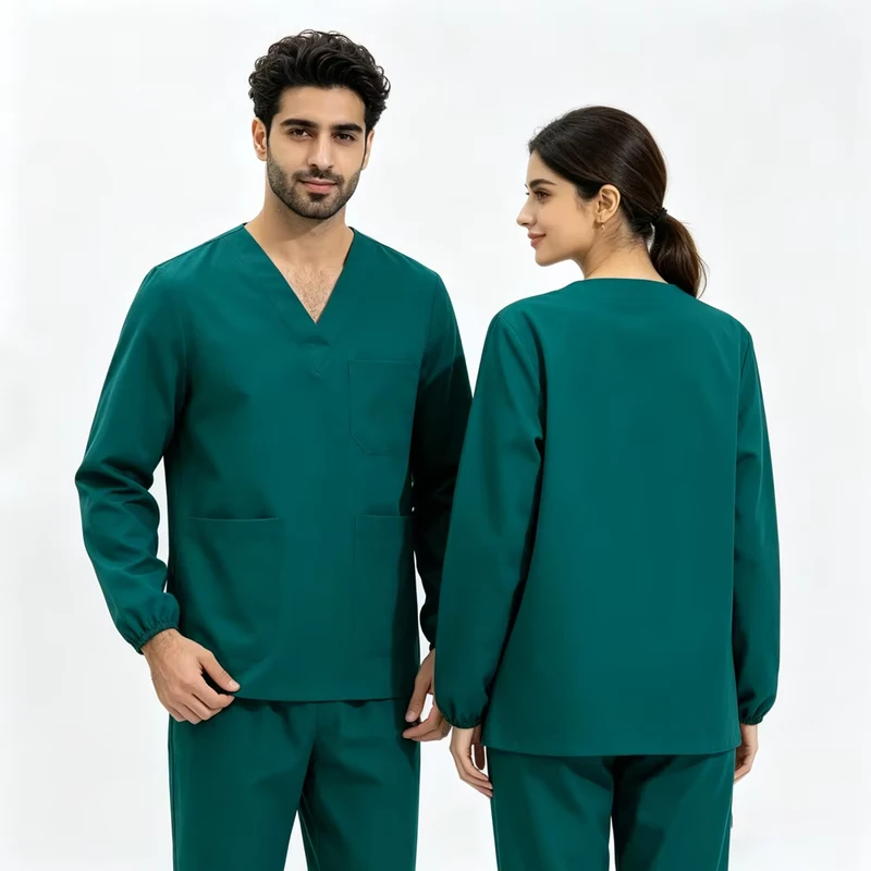 Women's Hospital Nurse Uniform Set Short-Sleeved Tops Jumpsuit
