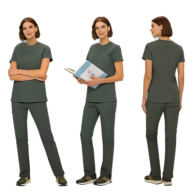 Women's Hospital Nurse and Beautician Medical Scrub Uniform Polyester Rayon Breathable High Temperature Resistant