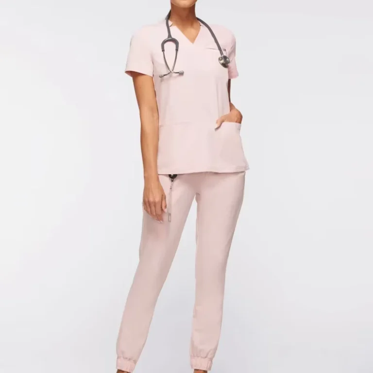 Womens-Hospital-Scrub-Uniforms-Short-Sleeved-Stretch-Nurse-Scrubs-High-Quality-Printed-OEM-Model-Scrub-Top