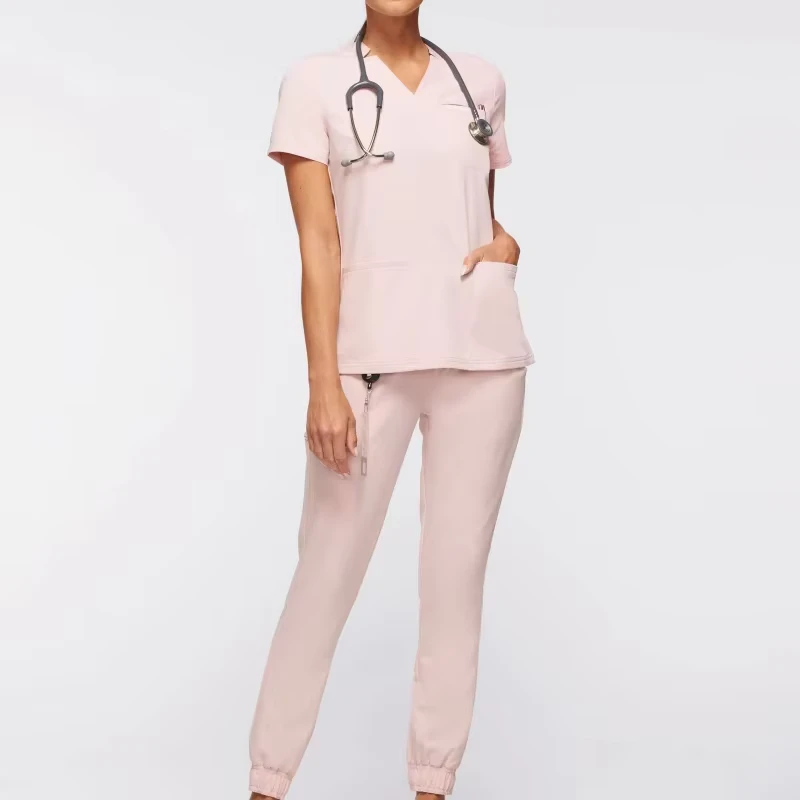 Women's Hospital Scrub Uniforms Short Sleeved Stretch Nurse Scrubs High Quality Printed OEM Model Scrub Top