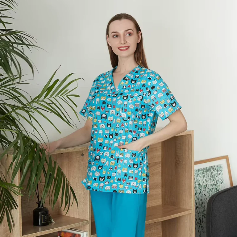 Womens-Jogger-Scrub-Set-Denim-Medical-Uniform-Top-and-Pants