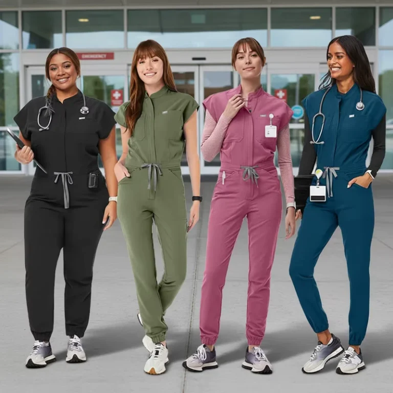 Womens-Knitted-Breathable-Cargo-Jumpsuit-Scrub-Set-for-Hospital-Use