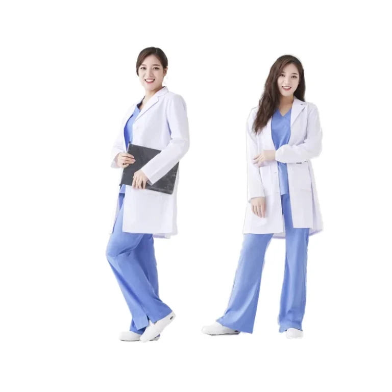 Womens-Long-Sleeve-Pharmacy-Uniform-Doctor-White-Lab-Coat-Hospital-Use-Breathable-Cotton-Polyester-Washable-Medical-Lab-Gown