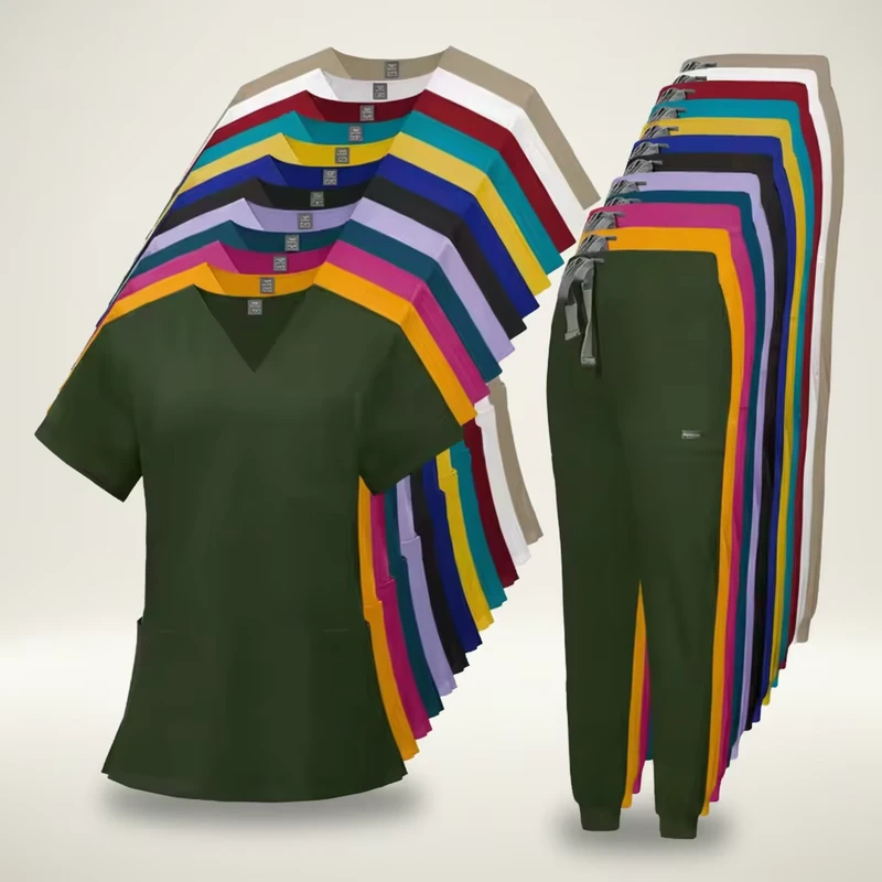 Women's Medica Woven Nurse Scrub Sets Model 002 OEM Hospital Uniform with 72% Polyester + 22% Cotton + 6% Spandex