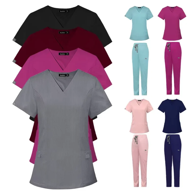 Womens-Medical-Scrub-Set-Hospital-Nurse-Uniform-Waterproof