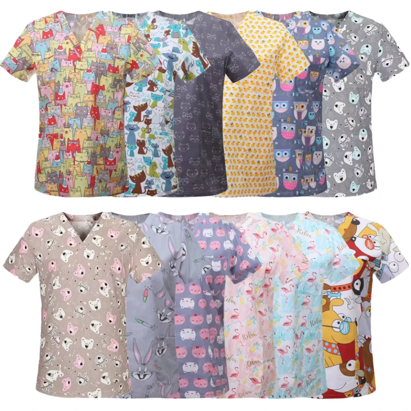 Women's Medical Scrub Set Nurse Tunic Hospital Uniform