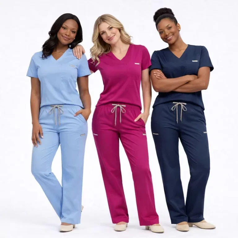 Womens-Medical-Scrub-Set-Short-Sleeve-Top-and-Pants-Healthcare-Workwear