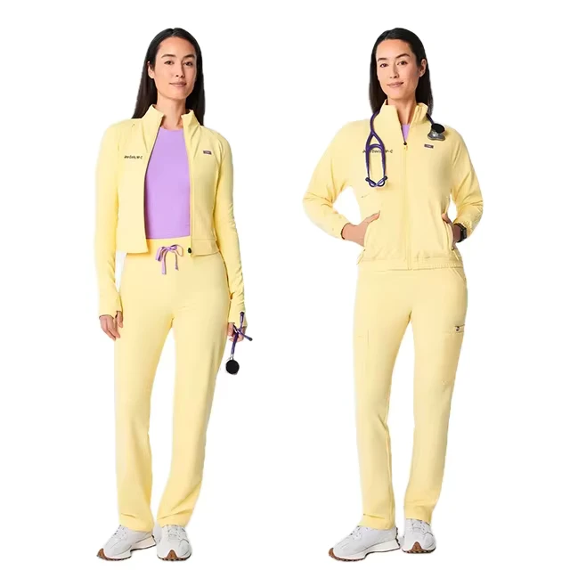 Women's Medical Scrub Suit Set Spandex Polyester Breathable Soft Fabric OEM Hospital Uniform