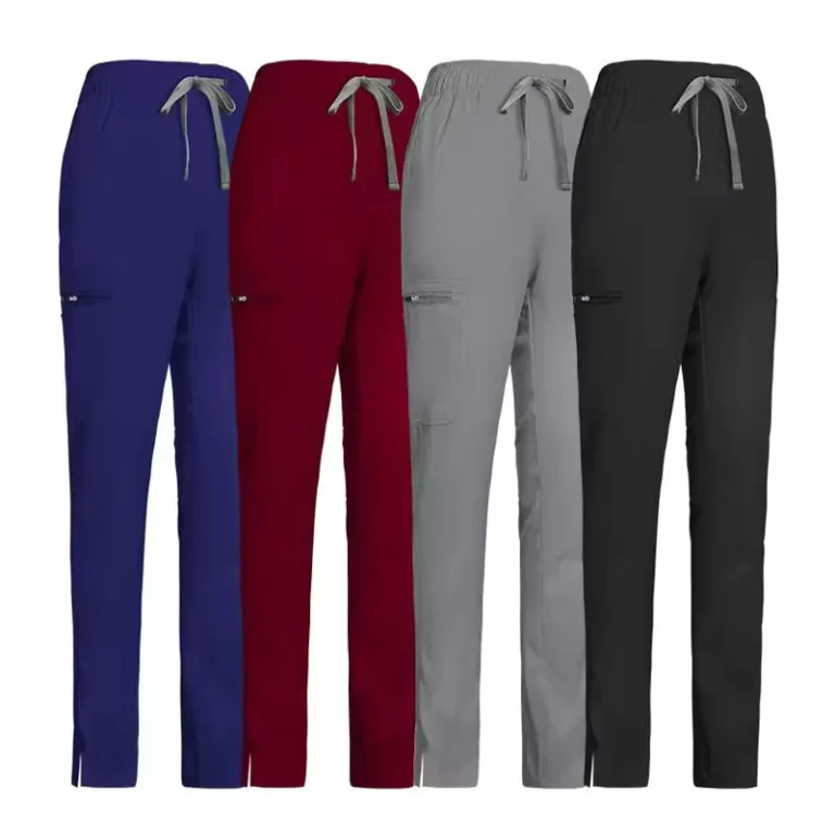 Womens-Multi-Pocket-Scrub-Pants-Split-Hem-Stretch-Medical-Nurse-Trousers-for-Hospital-Dental-Clinic-Custom-Logo