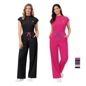 Women’s Nursing Scrub Jumpsuit Medical Work Uniform Drawstring Waist OEM ODM Manufacturer