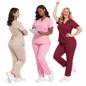 Women’s Nursing Scrubs Set Custom Logo Jogger Top Stretchy Tuck In Scrub Uniform for Healthcare Professionals 421