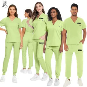 Women’s Nursing Uniform 2-Piece Custom Logo Jogger Beauty Salon Spandex Medical Scrub Set