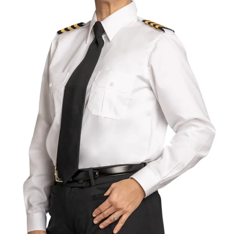 Womens-Pilot-Uniform-Shirts-Anti-Wrinkle-Breathable-Moisture-Wicking-Shoulder-Strap-Pockets-for-Work-Manufacturer-Custom-Label