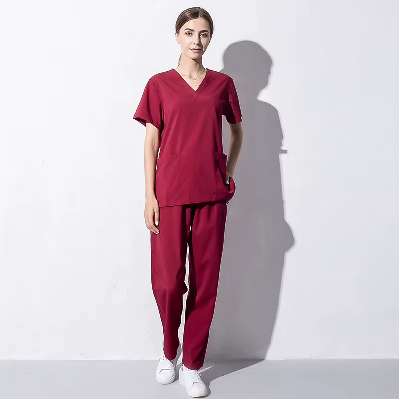 Women's Polyester Rayon Spandex Elastic Scrub Jumpsuit Medical Nurse Uniform