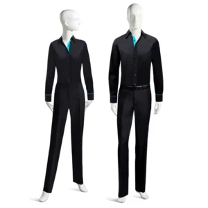 Women’s Satin Housekeeping Staff Uniform for Hotel Restaurant Casino Anti-Static Silky Fabric