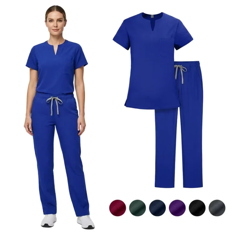 Womens-Scrub-Set-4-Way-Stretch-Antimicrobial-Dobby-Fabric-Needle-Detectable-Jogger-Pants-Medical-Uniform