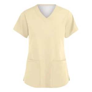 Womens Scrub Tops Short Sleeve V Neck Shirts Nursing Working Uniform New Solid Color Medical Plus Size Scrub T Shirts