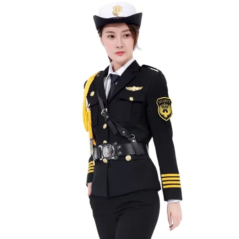 Womens-Security-Guard-Uniform-Autumn-Black-Polyester-Viscose-Suit-with-Needle-Detection