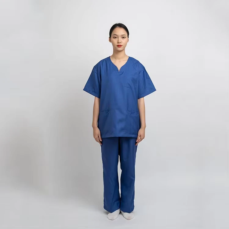 Women's Short-Sleeve Polyester Cotton Surgical Scrub Set