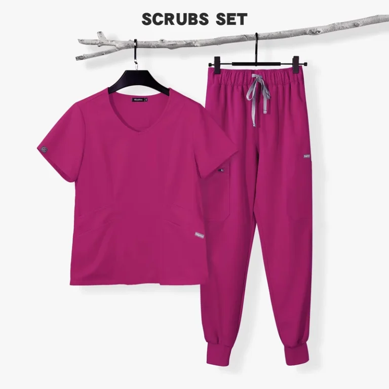 Womens-Short-Sleeve-Scrub-Top-and-Pants-Set-for-Pet-Clinics-and-Nursing