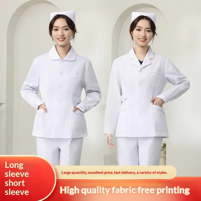 Women's Short Sleeve Summer Split Nurse Uniform Set Long Sleeve Complete Short Style Medical Workwear