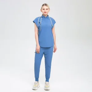 Women’s Slim-Fit Stand-Collar Medical Scrub Set