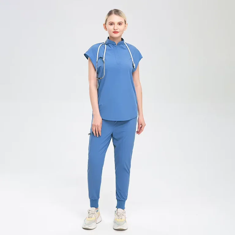 Womens-Slim-Fit-Stand-Collar-Medical-Scrub-Set