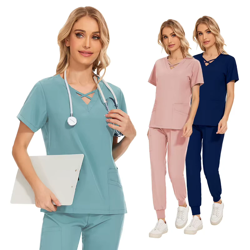 Women's Spandex Stretch Nursing Hospital Scrub Set