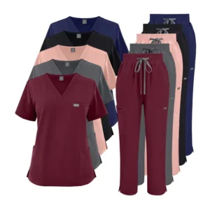 Women’s Straight-Leg Pants Scrub Uniform Set for Beauty Salon Work