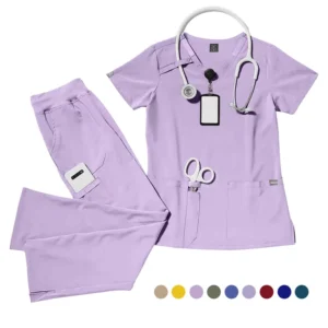 Women’s Stretch Breathable Jogger Medical Scrub Set with Spandex