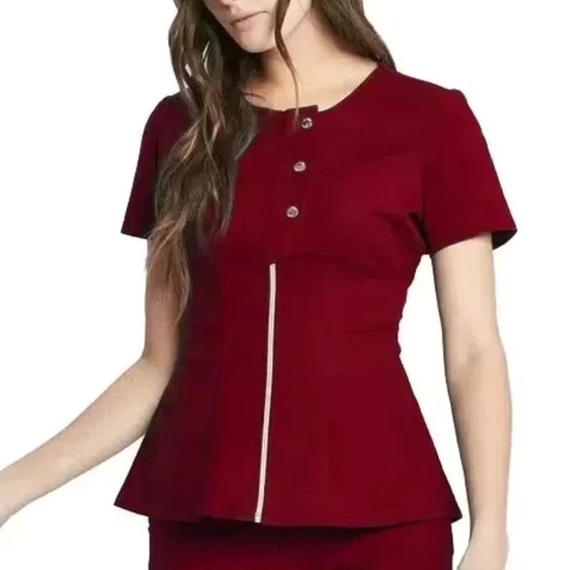Women's Stretch-Fabric Nursing Scrub Set with Zipper