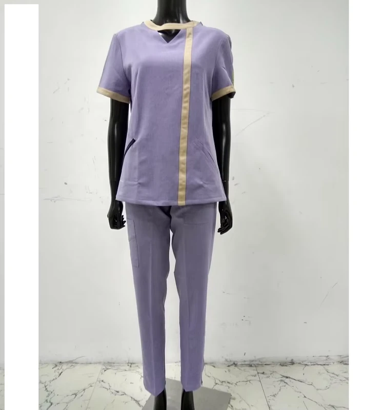 Women's Stretch V-Neck Top and Cargo Pant Scrub Uniform Set