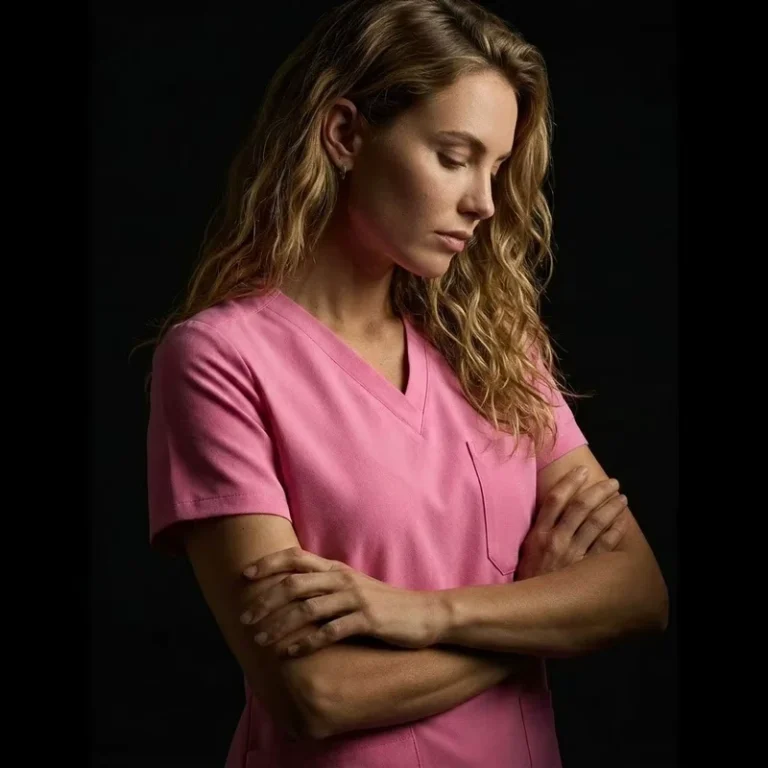 Womens-Sunrise-Pink-Three-Pocket-Scrub-Top-and-Jogger-Pants-Set