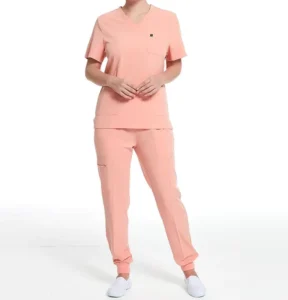 Women’s V-Neck Multi-Pocket Jogger Scrub Set for Dental Clinics and Beauty Salons