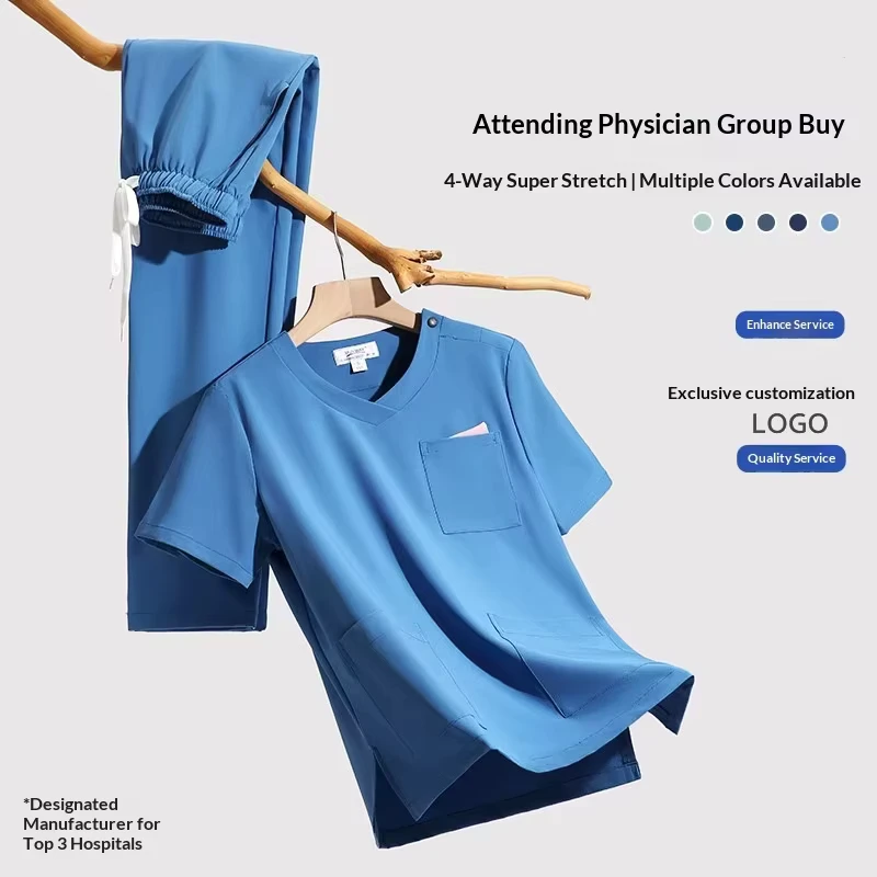 Women's V-Neck Scrub Set Drawstring Jogger Pants Multi-Pocket Nurse Workwear