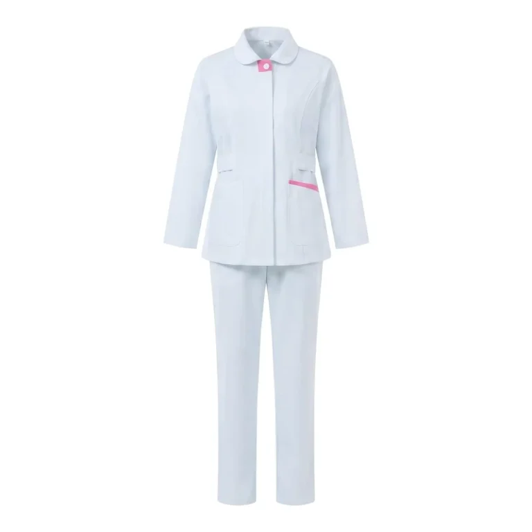 Womens-White-Cotton-Broadcloth-Short-Nursing-Uniform-for-Maternity-Center-Hospital-Clinic