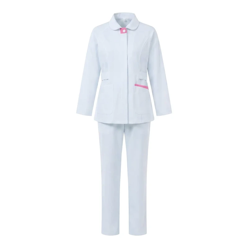 Women's White Cotton Broadcloth Short Nursing Uniform for Maternity Center Hospital Clinic