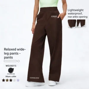 Women’s Wide Leg Yoga Flare Trousers High Waist Sweatpants with Slit Bottoms WD26015