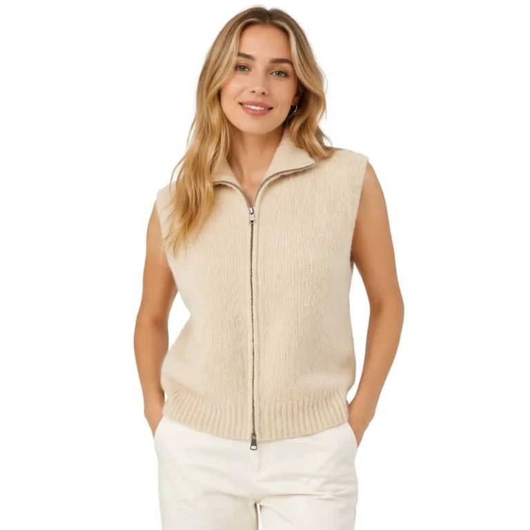 Womens-Wool-Nylon-Full-Zip-Polo-Neck-Solid-Knitted-Cardigan-Vest-Sweater-Autumn-Winter-OEM-ODM-Custom-Knitwear