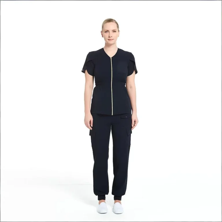 Womens-Zip-Front-Scrub-Set-with-Petal-Sleeves-and-Jogger-Pants