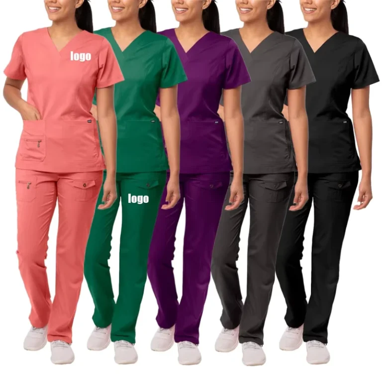 Womens-Zipper-V-Neck-Stretch-Nurse-Top-and-Jogger-Uniform-Set