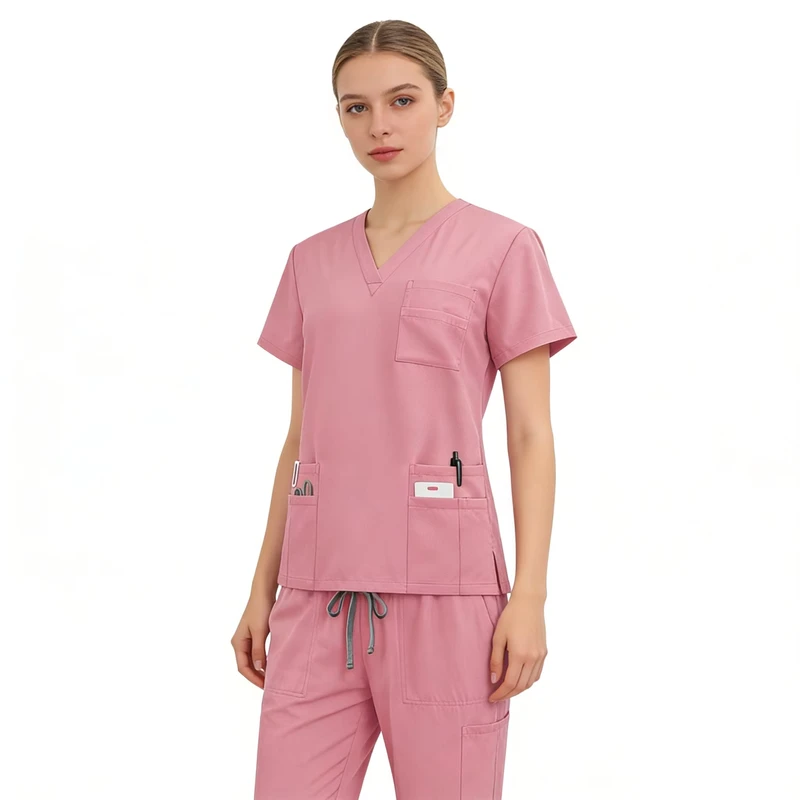 Women's and Men's V-Neck Short-Sleeve Doctor Uniform Coat