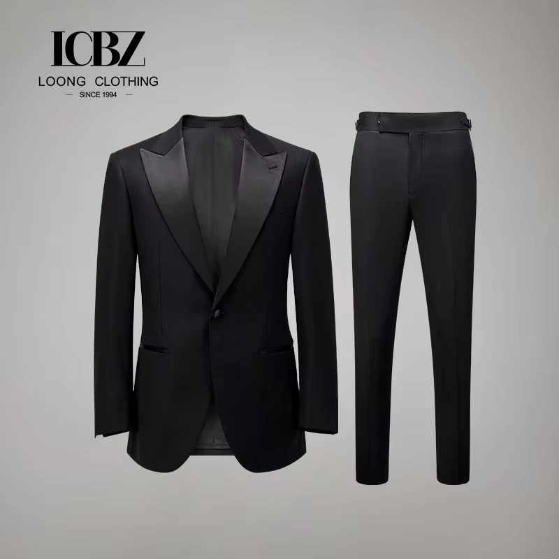 Wool Black Single Breasted Plus Size Men's Suits Men's Tuxedo Suit Wedding Men's Suit