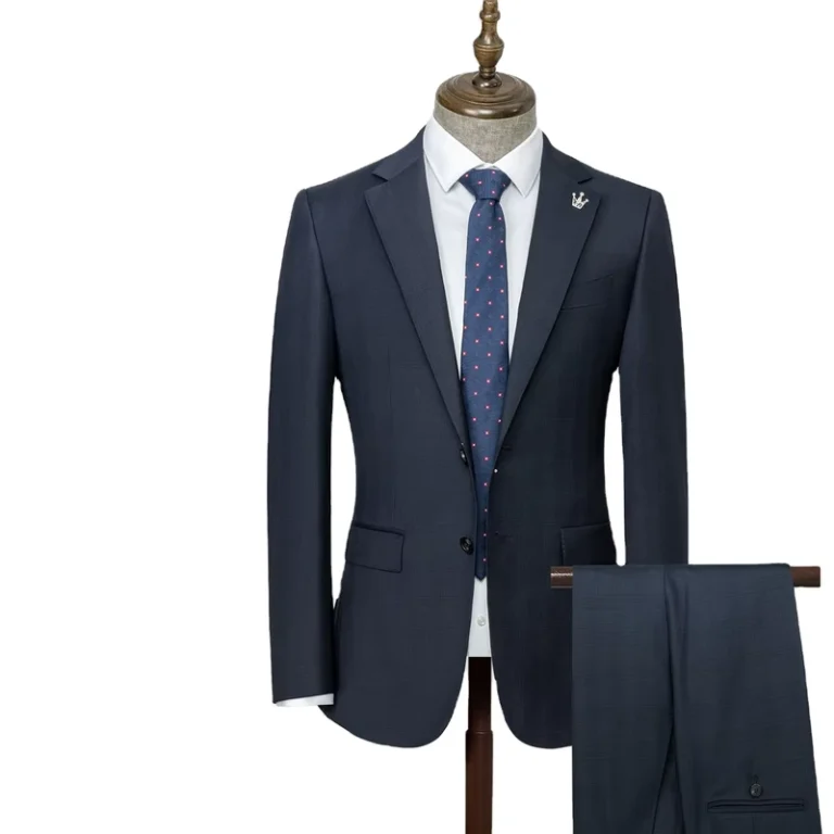Wool-Lapel-Slimming-Single-breasted-Banquet-Mens-Suit-Business-Workwear-Two-piece-High-grade-Grooms-Suit-Set