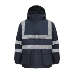 Work Anti static Flame Retardant Winter Jacket Waterproof Insulated Parka Segmented Reflective Stripe Warm Workwear Chemical