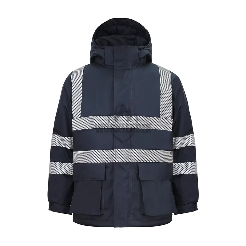 Work Anti static Flame Retardant Winter Jacket Waterproof Insulated Parka Segmented Reflective Stripe Warm Workwear Chemical