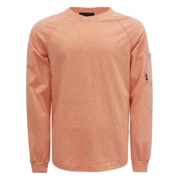 Work-Shirt-Heather-Series-6oz-Cotton-Flame-Resistant-T-Shirt-NFPA2112-CAT2-Fire-Retardant-Crew-Neck-Stretchy-Aramid-Thread